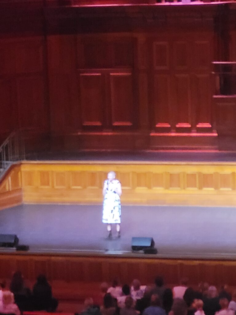 Elizabeth Gilbert on stage in Melbourne