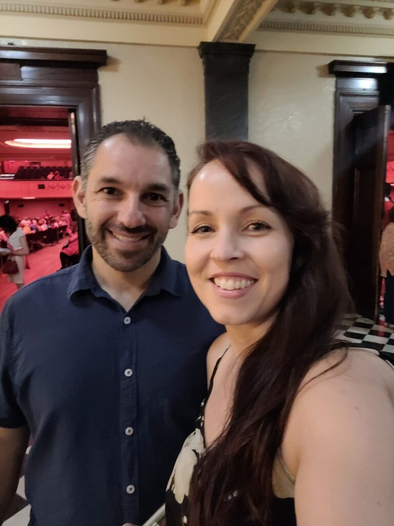 Evan and Natalie at the Melbourne Town hall to see Elizabeth Gilbert